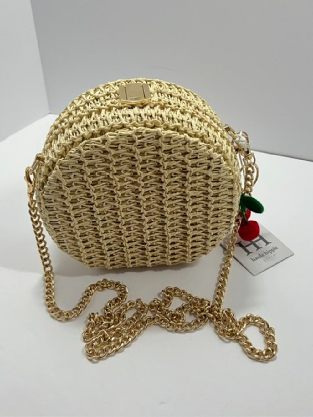 Haute Hippie Straw Crossbody with Gold-toned Chain Strap - Picture 2 of 9
